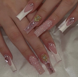 <span class=keywords><strong>Bailarina</strong></span> ataúd cuadrado pintura a mano uñas postizas arte Y2K francés duradero acrílico uñas Kit venta al por mayor 24 piezas hecho a mano prensa en las uñas - Product Image 3