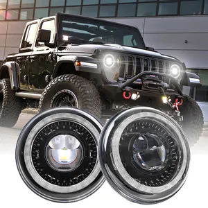 2022 Dragon Eyes Scheinwerfer 7 Zoll mit Halo Ring Amber Signal Lights White Drl 7 "Scheinwerfer für Jeep Wrangler Jk Tj Lj Cj