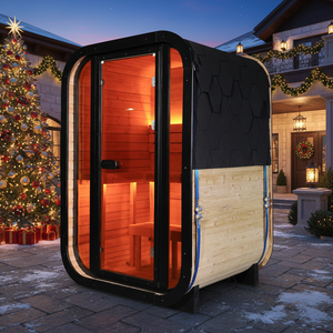 Sauna Tradizionale <span class=keywords><strong>a</strong></span> Vapore in Abete Carbonizzato per Interni ed Esterni, Adatta per 2-3 Persone per Tutte le <span class=keywords><strong>Occasioni</strong></span> - Product Image 3