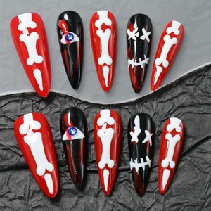 Uñas postizas acrílicas 3D de alta calidad, estilo ataúd/cuadradas, largas, de presión manual, precio de fábrica al por mayor - Product Image 3