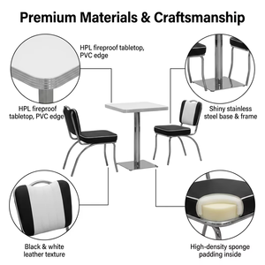Juego de Mesas y Sillas de Restaurante Estilo Diner Retro Vintage, Juego de Mesa y Sillas con Estructura Metálica Resistente y Ecológica <span class=keywords><strong>para</strong></span> <span class=keywords><strong>Restaurantes</strong></span> - Product Image 2