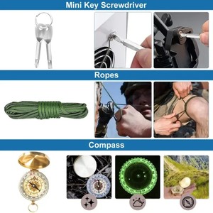 Kit de supervivencia 16 en 1, conjunto de herramientas de emergencia compacto para acampar al aire libre, pesca, equipo portátil multifunción de acero inoxidable - Product Image 2
