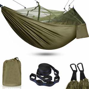 Wholesale Custom Logo Outdoor Portable Parachute Folding <b>Hammock</b> Swing Nylon Camping Mesh <b>Hammock</b> with Mosquito Net - Product Image 1