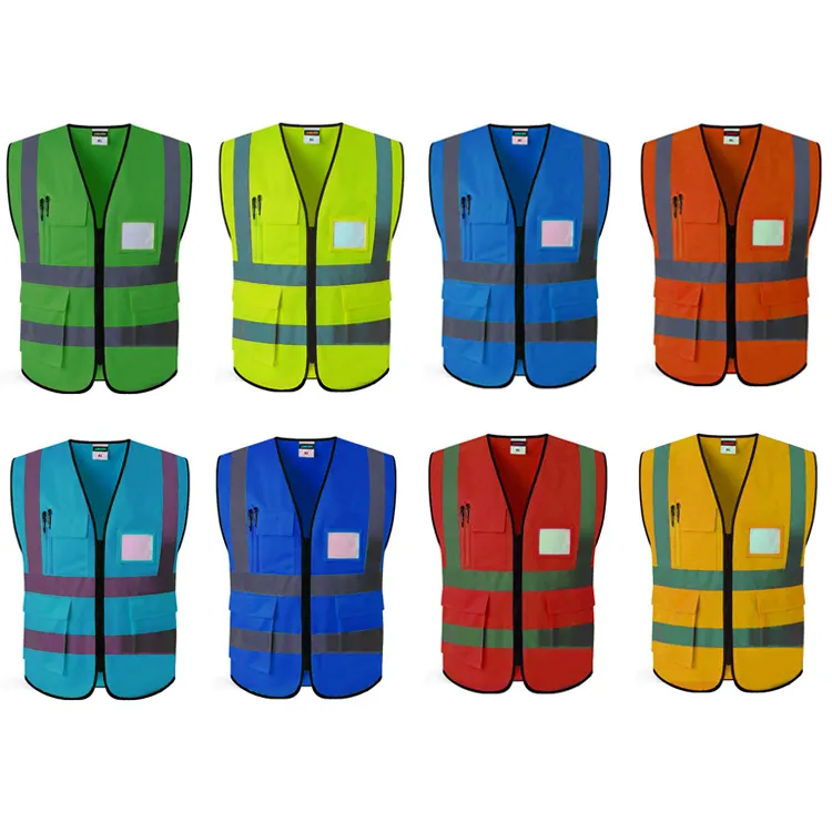 Reflective Vest Jacket Strip Fabric Construction Security Safety Vest High Visibility Hi Vis Work Reflective Clothing