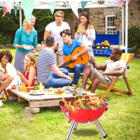 Barbecue portable compact de 2 kg avec couvercle, hauteur 43 cm, four à rôtir extérieur pour le camping