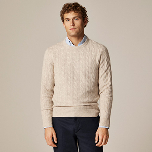 Maglione da <span class=keywords><strong>Uomo</strong></span> Personalizzato <span class=keywords><strong>Slim</strong></span> Fit con Collo Rotondo, Lavorazione a Trecce, Traspirante in Cashmere, Tinta Unita - Product Image 3