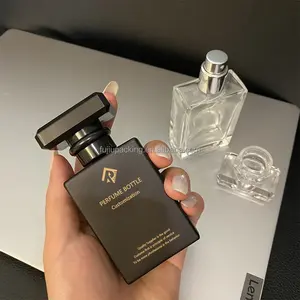 Benutzer definiertes Logo Botol Parfum 30ml 50ml Schwarz Klarglas Parfüm flasche