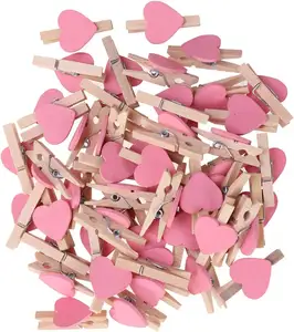 Mini Clip in legno mollette artigianato con cuori per festa di nozze decorazione di san valentino foto molletta rosa molletta