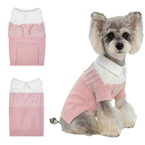 וסטים סרוגים לכל עונות השנה, בדוגמה חמימה, בצבעים אדום וכחול, נושמים וקלי משקל, לכלבים קטנים ובינוניים - Product Image 1