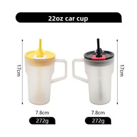 Gobelet à paille Unai créatif et élégant de style américain, double usage ; Gobelet de voiture en plastique monocouche minimaliste de 22 oz avec couvercle et poignée ; Parfait