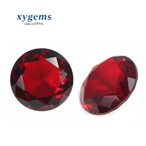 Synthetic glass material round shape blood red gemstone