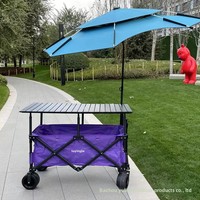 Chariot utilitaire pliable en acier inoxydable avec design relevable pour le camping et l'utilisation en stand de marché nocturne