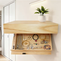 Étagère murale flottante en bois au design moderne avec compartiment de rangement dissimulé, meuble de présentation pour salon