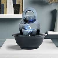 Fontaine cascade de bureau décorative Feng Shui pour bureau à domicile avec lumière roulante Fontaine d'eau de table d'intérieur