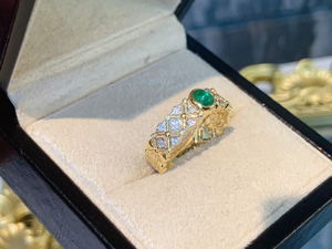 Anillo <span class=keywords><strong>de</strong></span> Oro Amarillo <span class=keywords><strong>de</strong></span> 18K con Esmeralda Natural para Mujer, Joyería Fina LUOWEND - Product Image 6