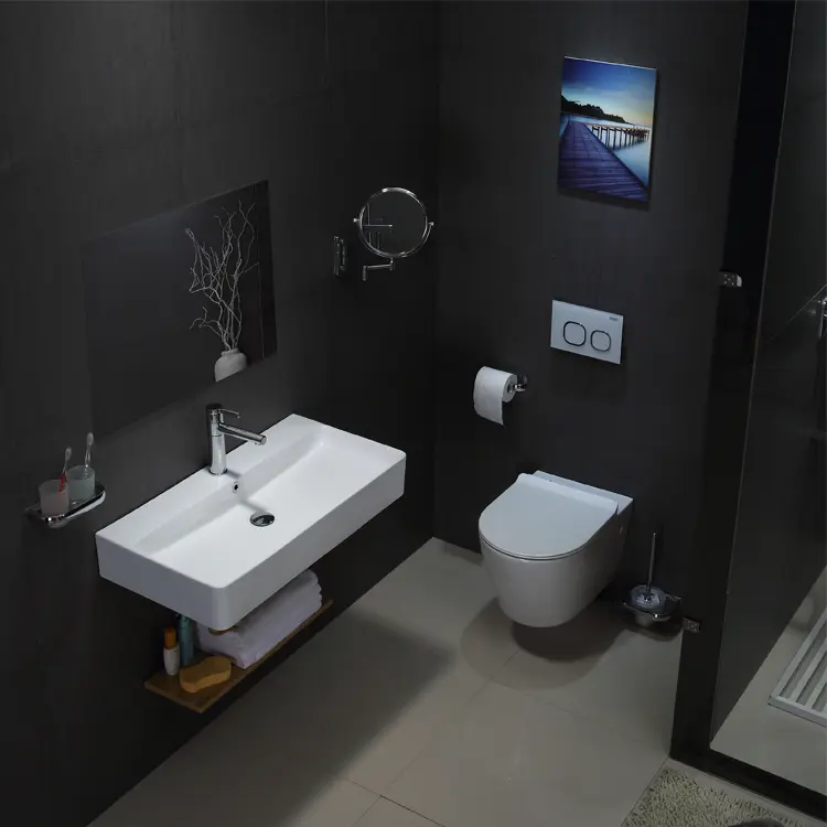 Neuankömmling weißes Badezimmer Keramik rechteckiges Wand waschbecken mit CE RoHS