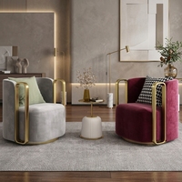 Fauteuil de relaxation élégant en velours, pivotant, avec dossier haut et accoudoirs, pour salon