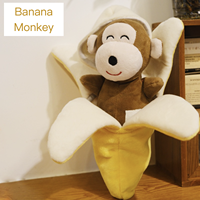 Jouet interactif en peluche durable anti-ennui pour chien, avec couineur, motifs banane, singe, carotte, lapin, pour usage intérieur, pour animaux de compagnie tendance
