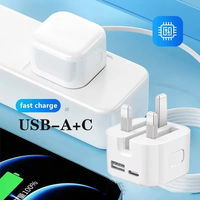 Adaptor pengisi daya USB A + C 35W, paket cepat QC3.0 USB C blok pengisi daya dinding ponsel untuk ponsel 16 15/14/13 colokan UK
