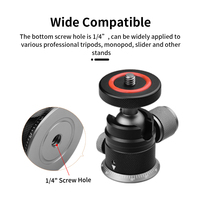 Mini rotule de trépied en alliage d'aluminium avec fonction panoramique à 360° pour projecteur/appareil photo reflex numérique/téléphone portable/monopode/slider/support d'éclairage/cage