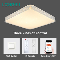 Plafonnier LED intelligent à intensité variable de style moderne en forme carrée, application Tuya, éclairage RGB pour la maison, la chambre à coucher, le salon