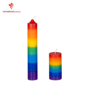 Venta al por mayor Precio <span class=keywords><strong>de</strong></span> fábrica Cera <span class=keywords><strong>de</strong></span> parafina Cera <span class=keywords><strong>de</strong></span> soja Arco Iris <span class=keywords><strong>Siete</strong></span> colores Pilar Velas Navidad religiosa Decoración del hogar - Product Image 4