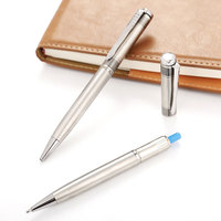 Bolígrafo giratorio de metal de negocios de lujo de alta calidad con logotipo personalizado, 0,7mm de ancho de escritura, regalo promocional