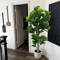 OH ARTS - Grand arbre artificiel Ficus Lyrata de 1,80 m (6 pieds) - Faux figuier à feuilles de violon en soie pour intérieur et extérieur, maison, salon