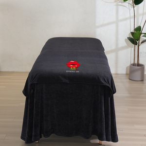 Juego de sábanas de mesa de masaje suave negro a granel incluye sábana plana de masaje o sábana bajera y cubierta de descanso facial - Product Image 1