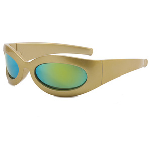 Xsy Red Oval Sunglasses <b>Small</b> Frame <b>Mirrored</b> Lens UV400 Protection Sports Eyewear - Product Image 5