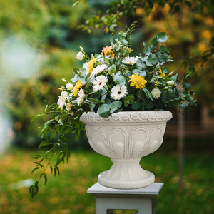 Maceta de Arte de resina <span class=keywords><strong>romana</strong></span> Vintage única de 10 pulgadas-urna artesanal antigua, jarrón de pedestal decorativo para interior/exterior, resina Ideal - Product Image 5