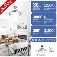 1stshine Prix compétitif 42 pouces de haut Lumen 6 vitesses Dc Motor Hidden Blade LED Plafonnier Fan Light