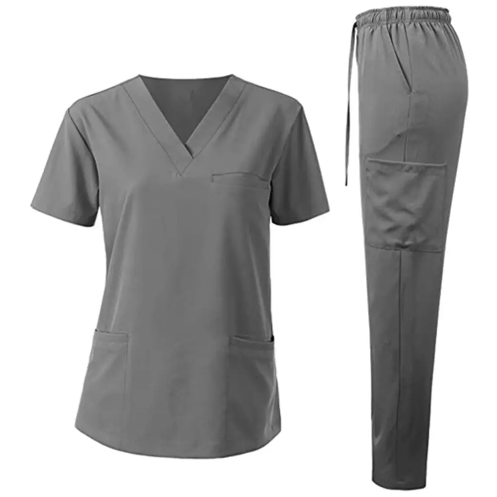 Toptan özel yüksek kaliteli hastane doktorlar ve hemşireler kadın fırçalama hemşirelik üniforma setleri tıbbi kadın hemşire ameliyat elbisesi