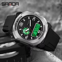 Sanda 3370 mode hommes décontracté montres électroniques multi-fonctionnel Sports de plein air lumineux étanche à la mode montre-bracelet numérique