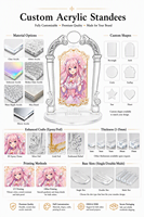 Support en acrylique personnalisé avec cadre en forme d'arche, fille anime, base ronde, figurine en acrylique, cadeau d'anniversaire, impression UV