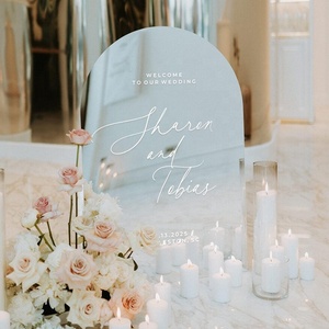 Panneau de bienvenue de mariage en acrylique miroir argenté personnalisé, élégant panneau cintré pour <span class=keywords><strong>cérémonie</strong></span> et réception, décoration de fête de mariage - Product Image 2