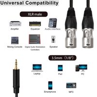 Câble audio équilibré Yinyu AC031MB 1,5M/3M/5M/10M/15M 3,5 mm vers double XLR mâle en nylon tressé, fabrication OEM pour système de sonorisation PA