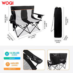 Silla de Camping Plegable Doble para Exteriores Woqi, Marco de Aluminio, Tela Oxford, Silla de Jardín con Portavasos y Almacenamiento, Negra - Product Image 5
