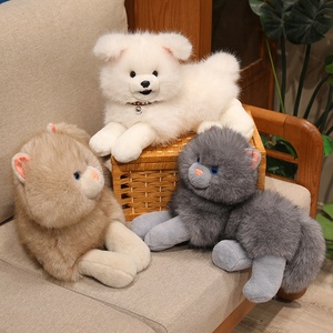 Peluches d'animaux en différentes positions allongées, jouets en peluche réalistes pour chats et chiens, jouets en peluche pour animaux, décoration de la maison - Product Image 4
