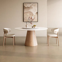 Luxuriöser Massivholz-Esstisch Rund mit Steendrehteller Moderne Küche Esszimmer Wohnmöbel Runder Esstisch-Set