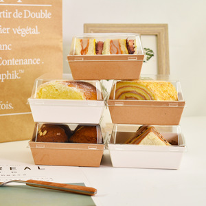 Ingrosso scatola di imballaggio in carta Kraft rettangolare trasparente <span class=keywords><strong>per</strong></span> articoli da forno-Swiss Roll Cookie Sushi pasticceria cibo da Dessert in rilievo - Product Image 4