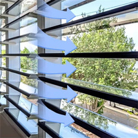 Fenêtre à persiennes en verre à ventilation invisible, système de jalousie en aluminium à cadre fin