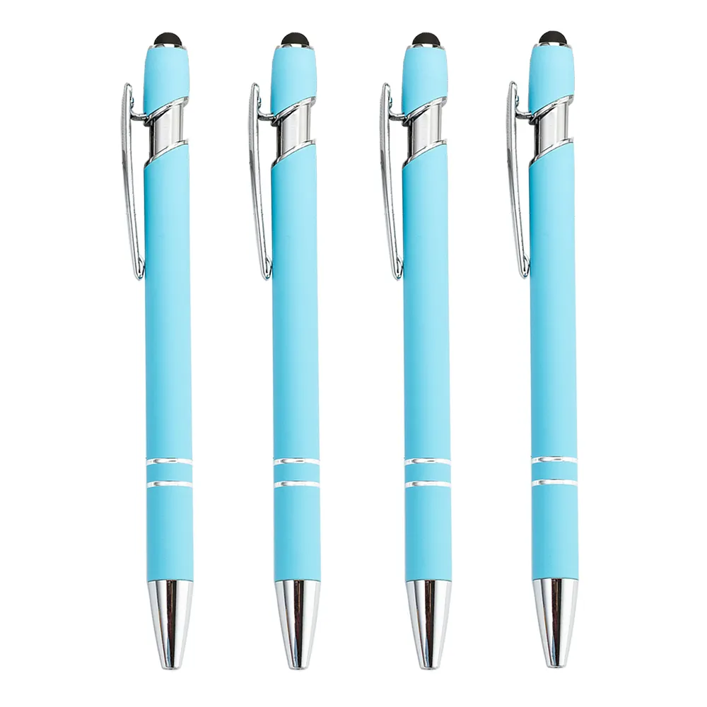 Very nice wathet prata borracha alumínio canetas esferográficas caneta stylus logotipo personalizado metal com preço do fabricante