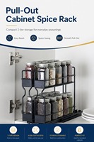 Étagère à épices coulissante à 2 niveaux en acier au carbone, design robuste et étanche, organisateur de placard multifonctionnel pour assaisonnements