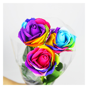 L flores artificiales de rosas arcoíris para regalo - Product Image 4