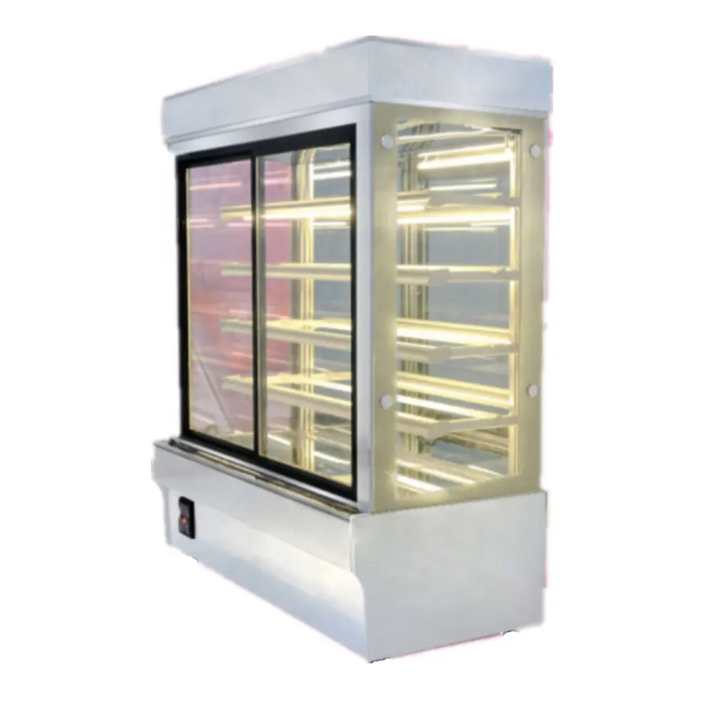 Vitrine de vidro refrigerado para bolos, porta quadrada frontal e traseira sem roda, vitrine refrigerada para bolos