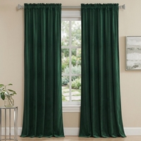 Rideaux occultants en velours vert foncé XinLan, isolants thermiques et anti-bruit pour salon et chambre à coucher