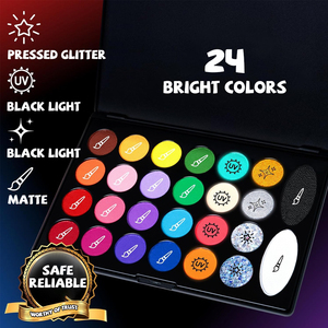 Kit Completo di Colori per Viso e Corpo in Confezione Convenienza |   26 colori (opachi/glitterati) |   Con stencil e pennelli |   Certificato CE per la Vendita all'Ingrosso - Product Image 4