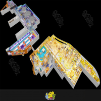 Aire de jeux intérieure commerciale à thème de dessins animés, avec toboggan et piscine à balles, taille personnalisable, capacité 100+ personnes, certifiée CE