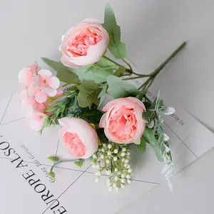 Fabrik liefern direkt grünes Blatt Rattan Pfingstrose künstliche Blumen nach Hause Hotel Hochzeits dekoration hohe Qualität